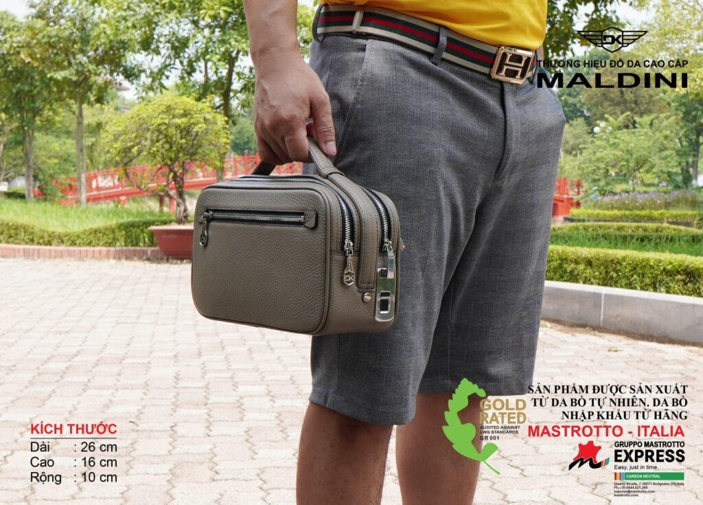 Túi Cầm Tay Golf Da Thật 2 Chiều – Xanh/Đen/Nâu/Ghi/Cafe - hình thu nhỏ 10