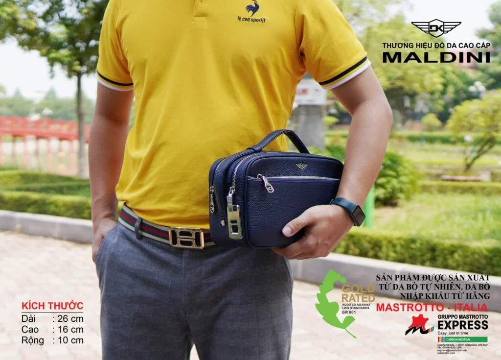 Túi Cầm Tay Golf Da Thật 2 Chiều – Xanh/Đen/Nâu/Ghi/Cafe - hình thu nhỏ 9
