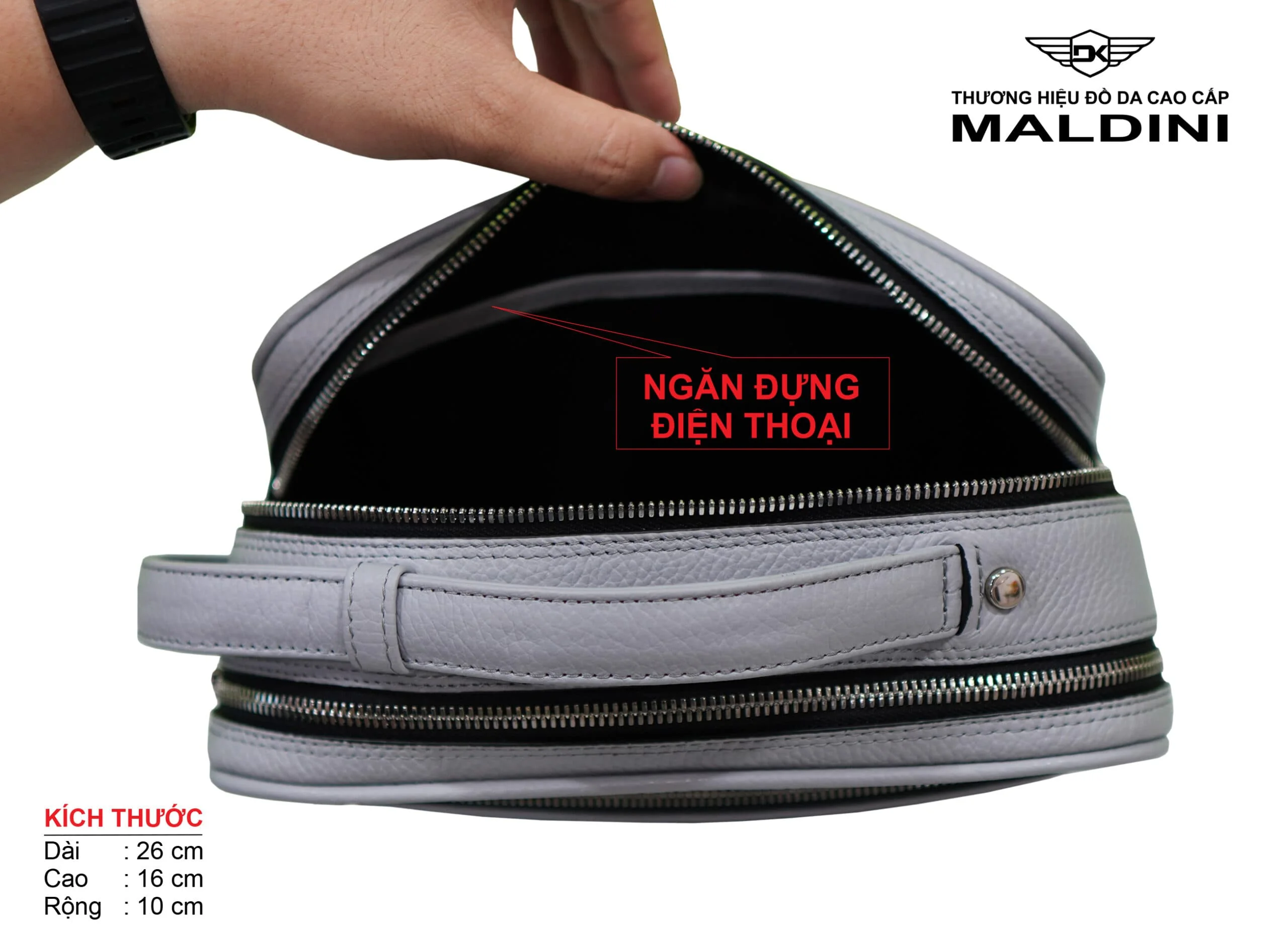 Túi Cầm Tay Golf Da Thật 2 Chiều – Xanh/Đen/Nâu/Ghi/Cafe - hình thu nhỏ 11