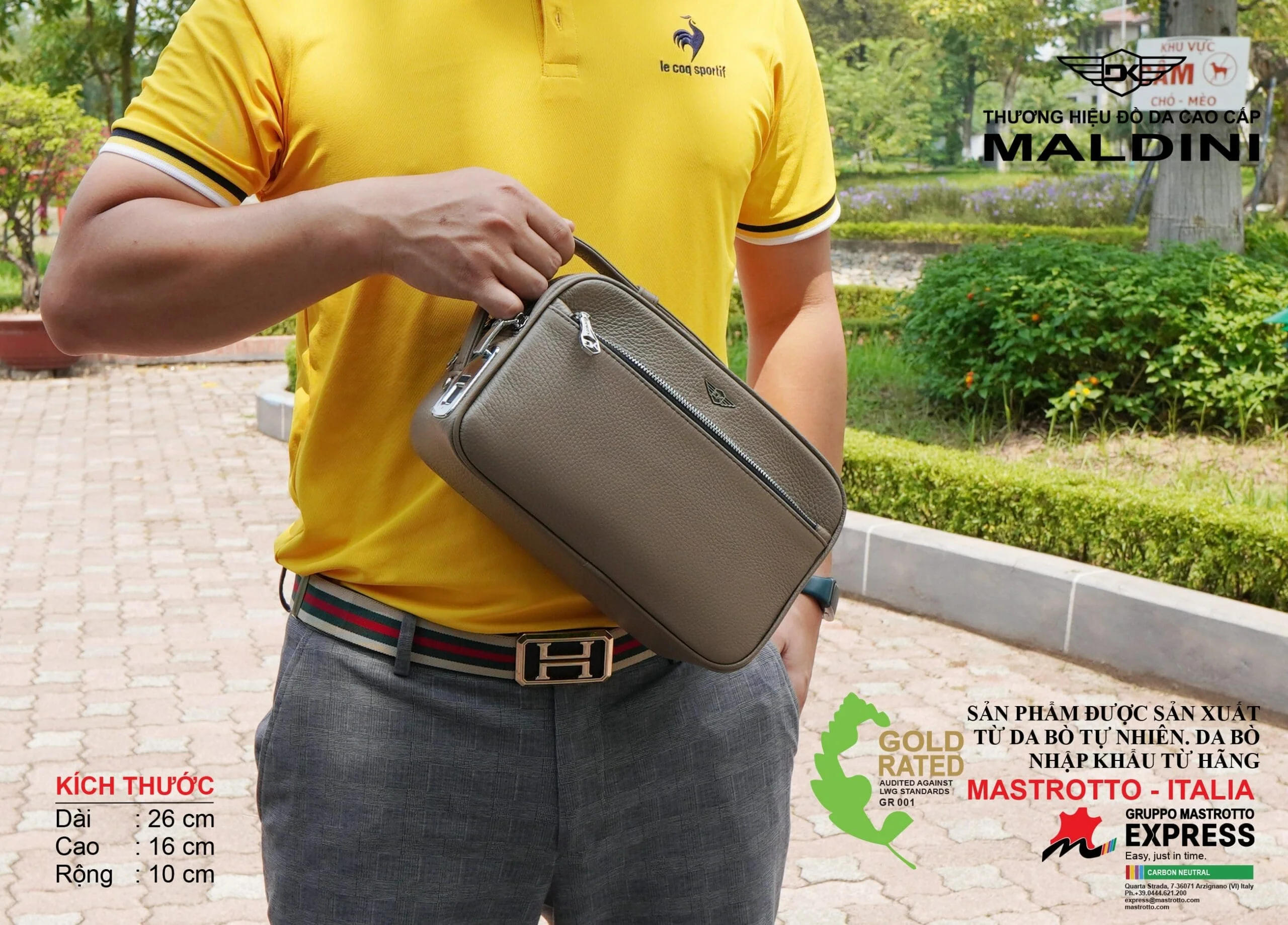 Túi Cầm Tay Golf Da Thật 2 Chiều – Xanh/Đen/Nâu/Ghi/Cafe - hình thu nhỏ 8