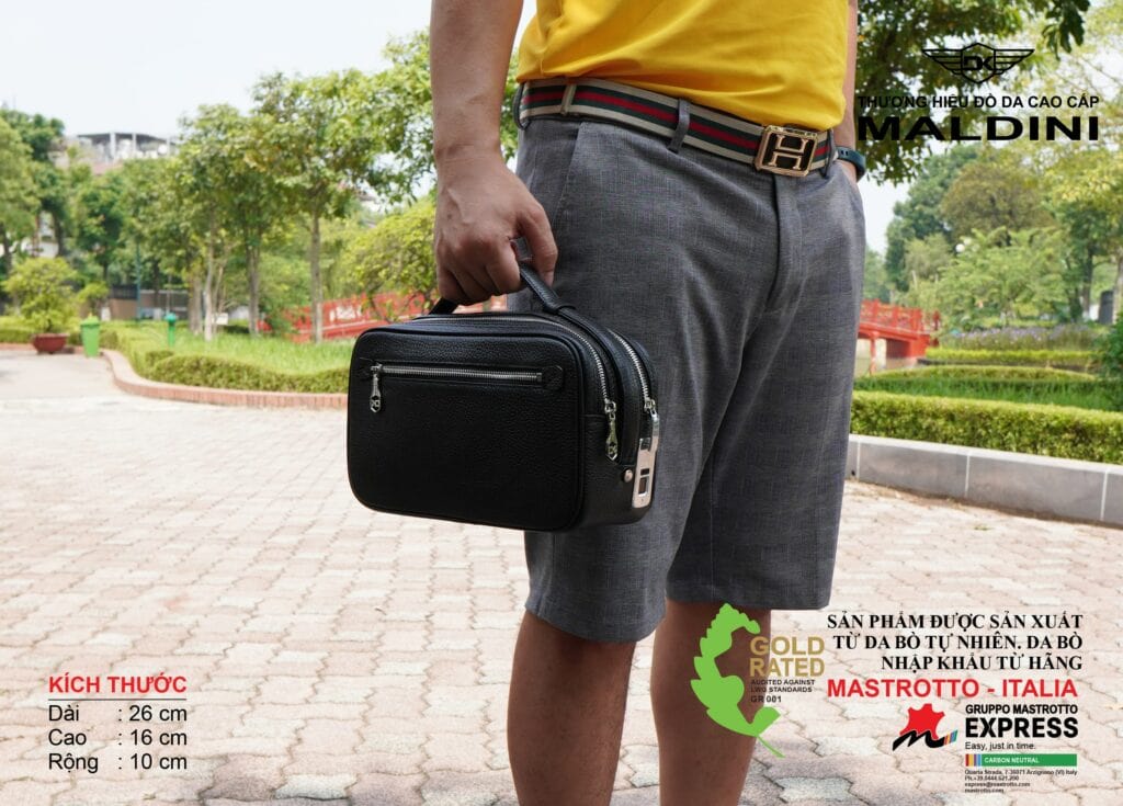 Túi Cầm Tay Golf Da Thật 2 Chiều – Xanh/Đen/Nâu/Ghi/Cafe - hình thu nhỏ 7