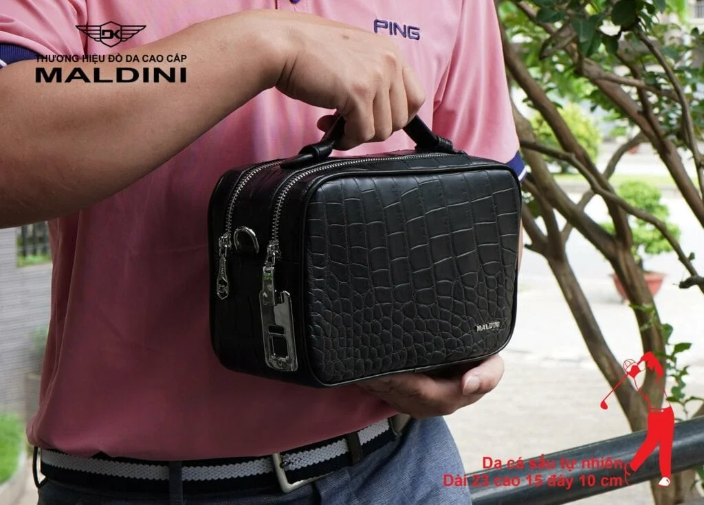 Túi Golf Cầm Tay Da Cá Sấu Thật – Khoá Vân Tay – Chính Hãng Maldini - hình thu nhỏ 10
